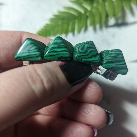 Hair Clip malachite imitation - Picture 4 of 4